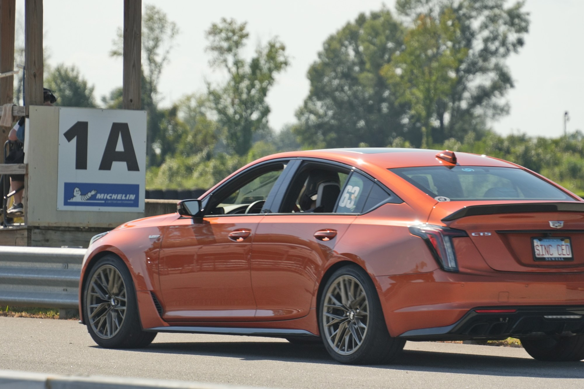 Mustang at pit exit