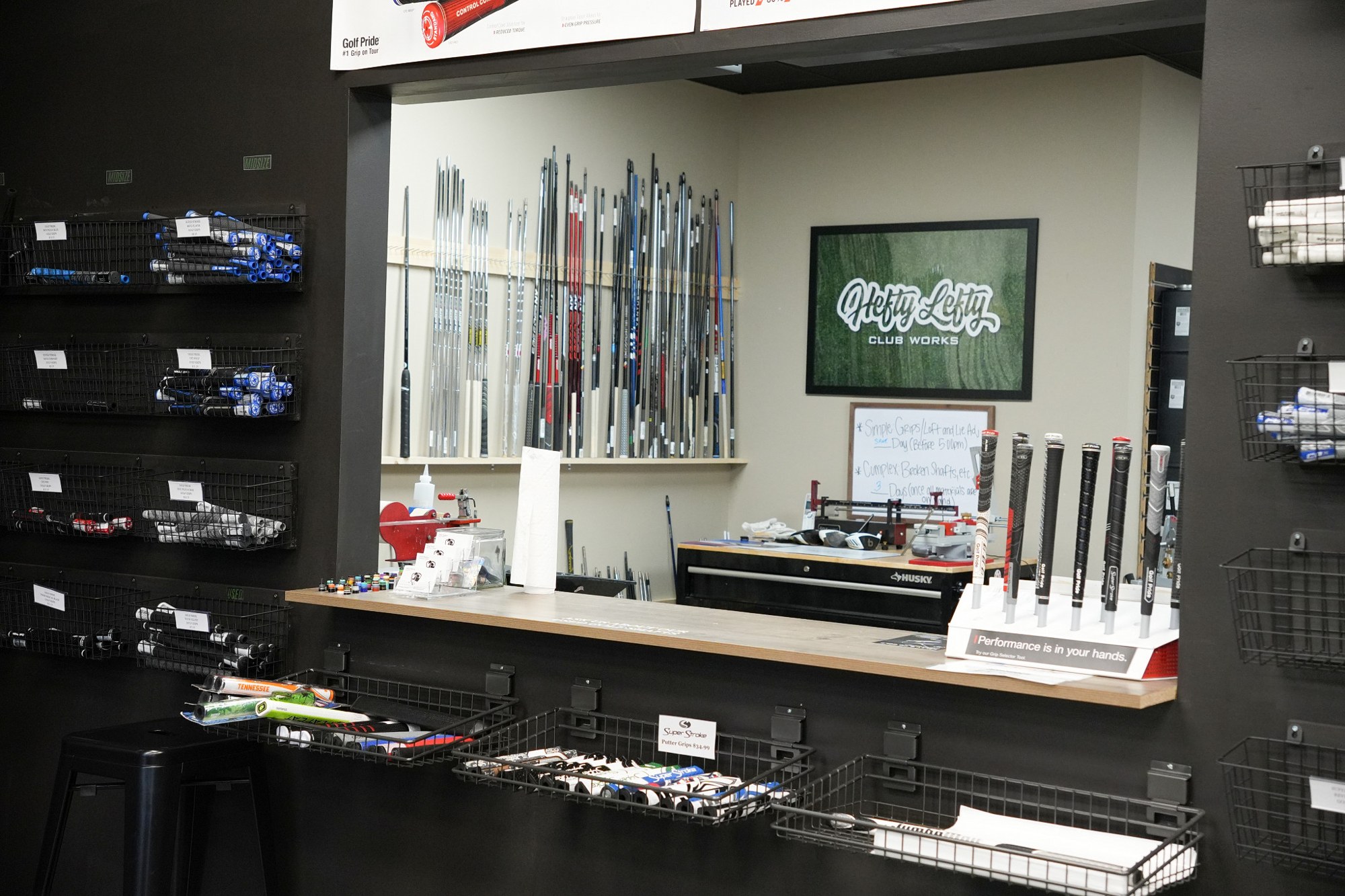 Club fitting and equipment workspace