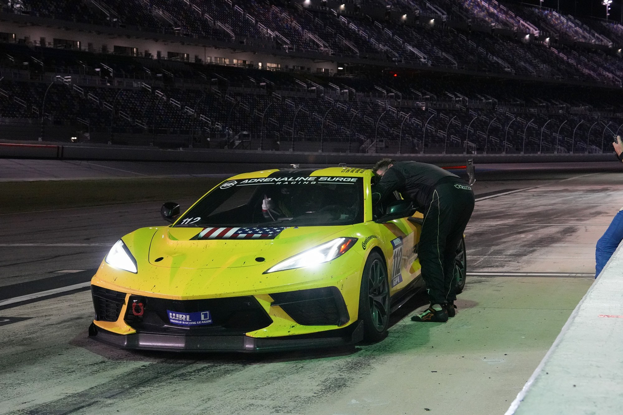 Nighttime pit-lane preparation